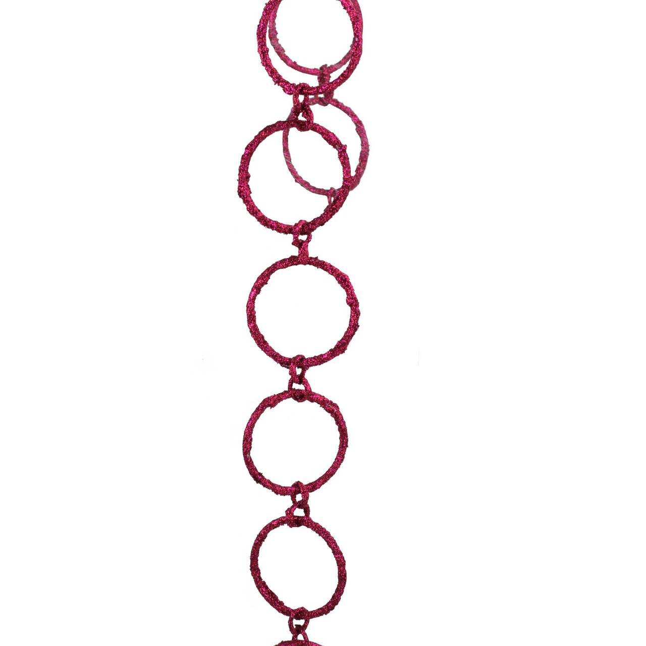 Allstate 5' x 1.75" Pink Sparkling Glitter Round Circle Chain Artificial Christmas Garland - Unlit